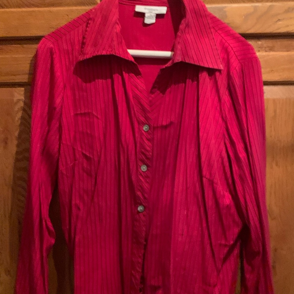 re long sleeve  nylon button front blouse